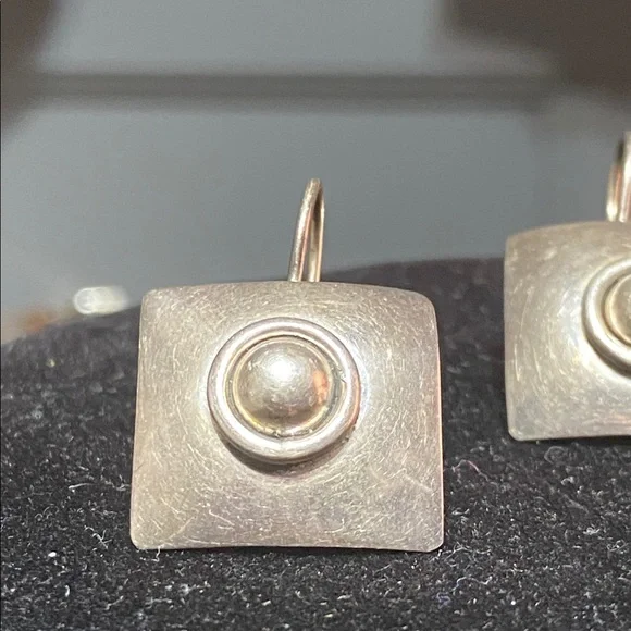 Vintage 925 silver Mexico dangle pierced earrings jewelry - Picture 3 of 13